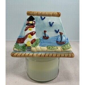 Canopy , Lighthouse, Ceramic Shade Candle Jar Topper And Candle